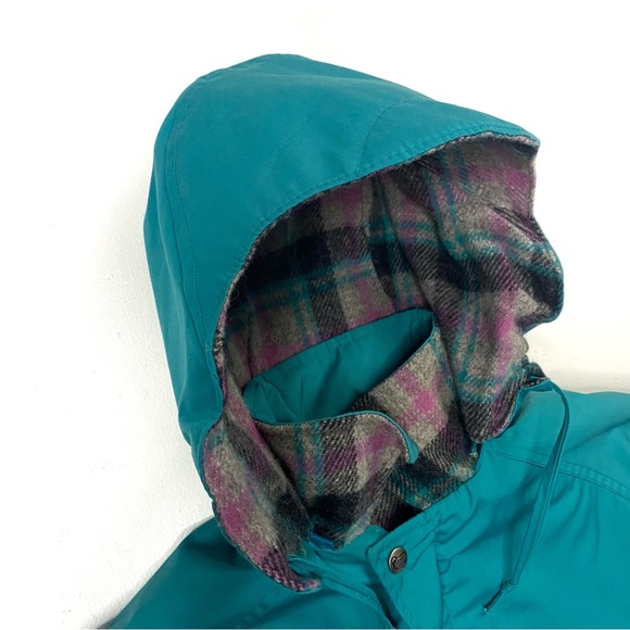 Vintage Woolrich Women’s Teal Wool Lined Hooded Parka Jacket Coat Made In USA M - Picture 9 of 13